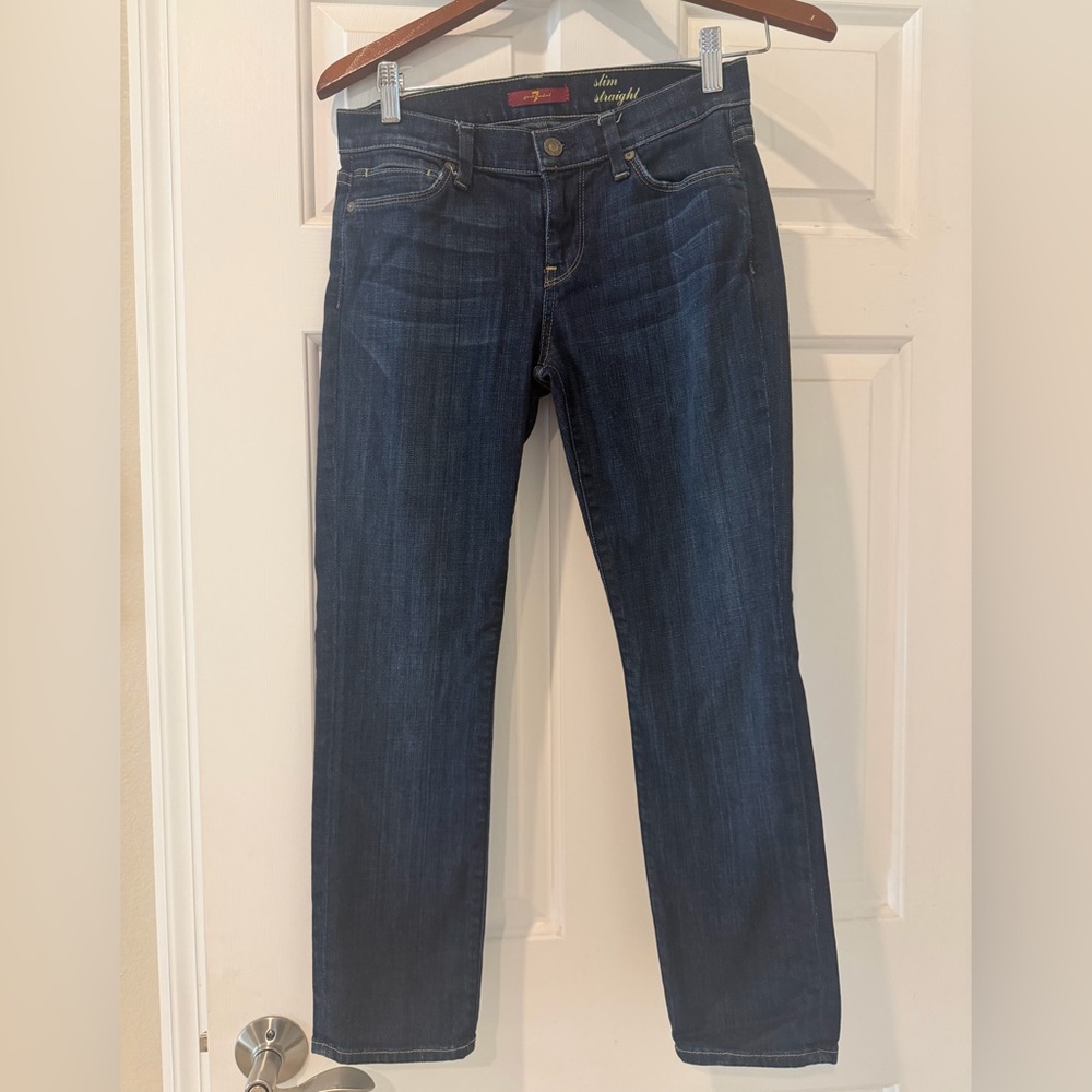 7 For All Mankind Dark Blue Straight Leg Jeans